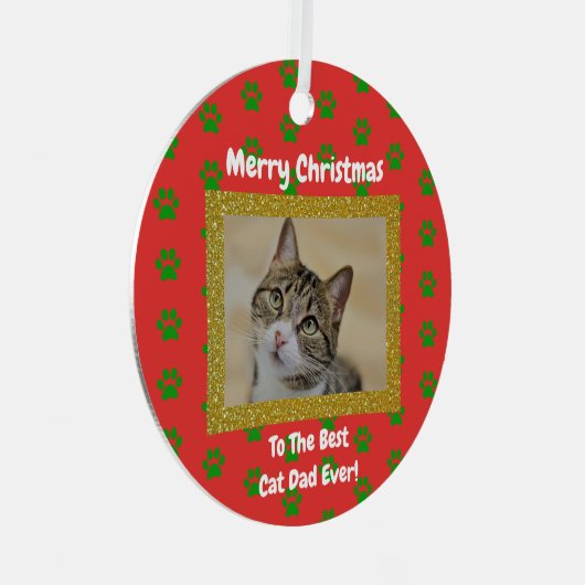 クリスマ最高のス猫パパのペット写真 メタルオーナメント (正面右)