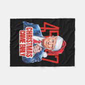 クリスマ来ストドナルドおもしろいトランプサンタクル フリースブランケット (正面(横))