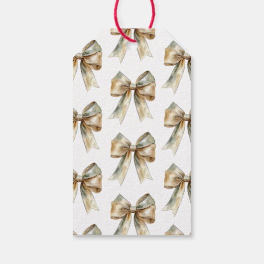 クリスマ素朴スホワイトグリーン金ゴールドボウパーソナライズされた ギフトタグ (裏面)