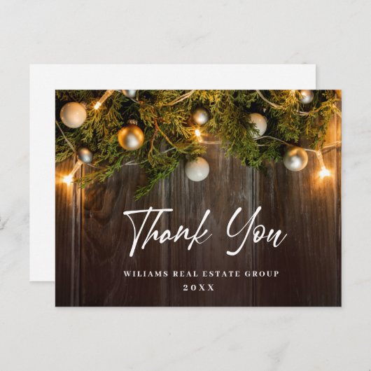 クリスマ素朴ス企業の休日サンキューカード ポストカード (正面/裏面)