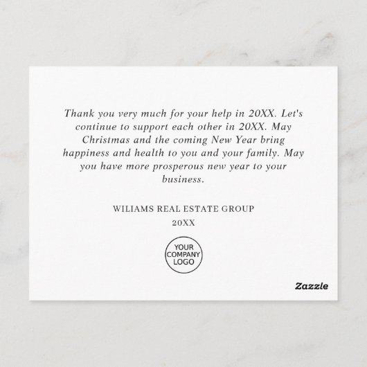 クリスマ素朴ス企業の休日サンキューカード ポストカード (裏面)