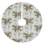 クリスマ素朴ス淡い色のグリーン金ゴールドボウ ブラッシュドポリエステルツリースカート (正面)