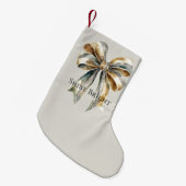 クリスマ素朴ス淡い色のグリーン金ゴールドボーパーソナライズされた スモールクリスマスストッキング (正面 (吊り時))