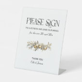 クリスマ結婚ズ金ゴールドガーランドゲストブックサイン 台座サイン (正面)