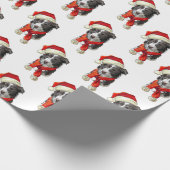 クリスマ縁どスコリー犬 ラッピングペーパー (角)