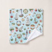 クリスマ航海のス海岸灯台の船 バスタオルセット (ウォッシュタオル)