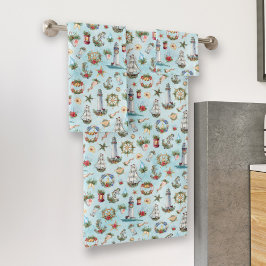 クリスマ航海のス海岸灯台の船 バスタオルセット