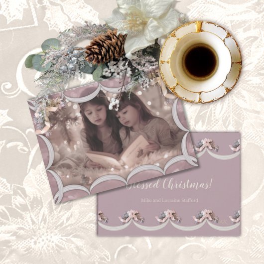 クリスマ賛美スの透明なピンクのフォトカード シーズンカード