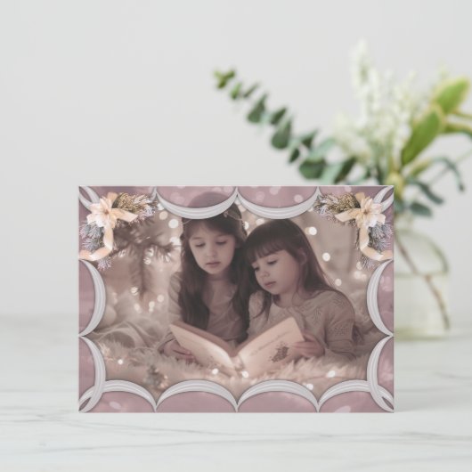 クリスマ賛美スの透明なピンクのフォトカード シーズンカード (スタンド正面)