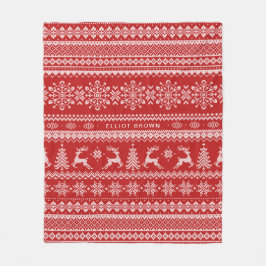 クリスマ赤と白スセーターの名前 フリースブランケット
