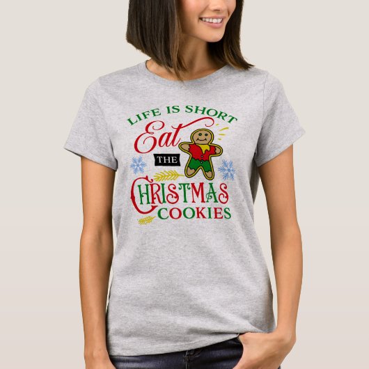 クリスマ食べスクッキーかわいい Tシャツ (正面)