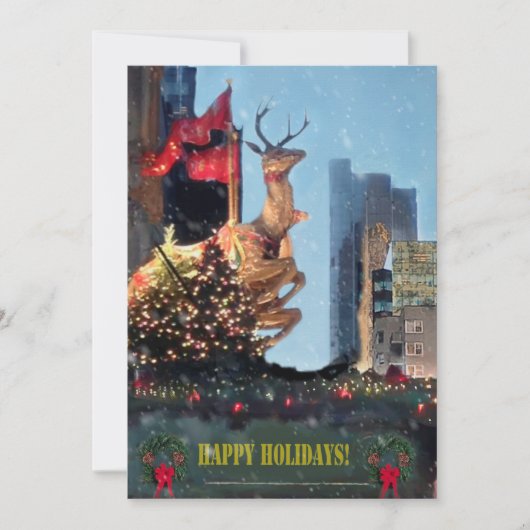 クリスマ飾ストナカイ輝く雪フラット シーズンカード (正面)