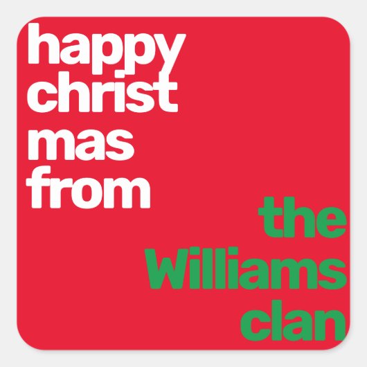 クリスミニマルスカスタムモダンパーティー赤 スクエアシール (正面)