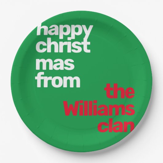 クリスミニマルスシンプルモダンパーティー赤 ペーパープレート (正面)