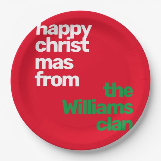 クリスミニマルスシンプルモダンパーティー赤 ペーパープレート (正面)