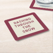 クリスミニマルモダンスタイポグラフィコースター スクエアペーパーコースター (アングル)