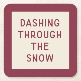 クリスミニマルモダンスタイポグラフィコースター スクエアペーパーコースター