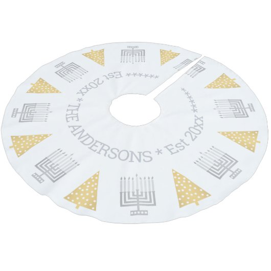 クリスムカシルバーメノラズ金ゴールドツリーズホリデイ ブラッシュドポリエステルツリースカート (アングル)