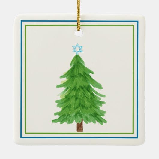 クリスムカパーソナライズされたー写真休日（年） セラミックオーナメント (裏面)