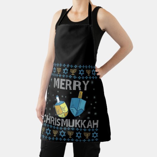 クリスムカメリーーおもしろいユダヤ人ハヌッカホリデー エプロン (インサイチュ)
