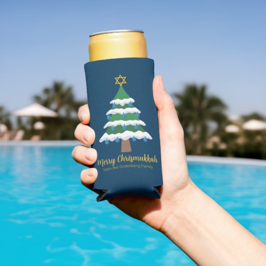 クリスムカメリーーキュートHanukkahクリスマスパーティー スリム缶クーラー (インサイチュ プール)