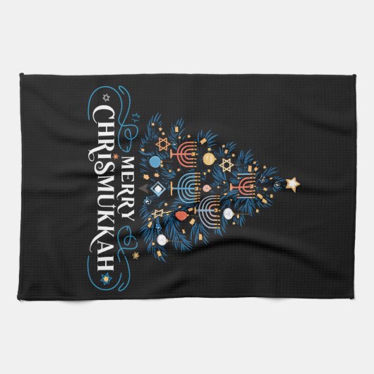 クリスムカメリーーユダヤ教ホリデーハヌカー キッチンタオル (横)