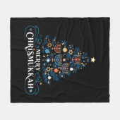 クリスムカメリーーユダヤ教ホリデーハヌカー フリースブランケット (正面(横))