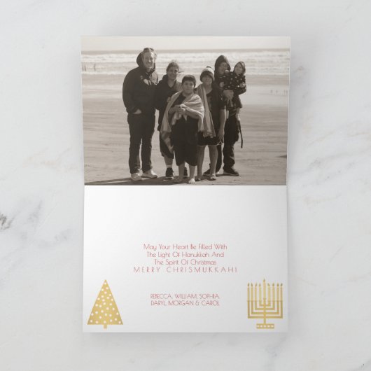 クリスムカ金ゴールドとレッドホリデーあなたの写真を追加 シーズンカード (内部)