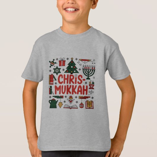 クリスムカ・ハヌカー聖降誕祭ユダヤ教 Tシャツ (正面)