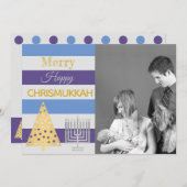 クリスムッカフォトシルバーカラフル金ゴールドストライプ シーズンカード (正面/裏面)