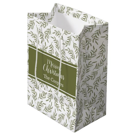 クリスメリースフェスティバルサイプレスパターンホリデー ミディアムペーパーバッグ (正面アングル)
