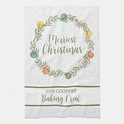 クリスメリースフェスティバルリースホリデー キッチンタオル (縦)
