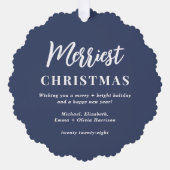 クリスメリースマスフォトブルーホリデー オーナメントカード (正面)