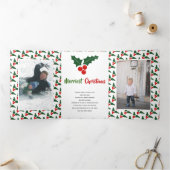 クリスメリースマスホリーベリー、フォトコラージュ 三つ折りクリスマスカード (内部)