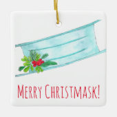 クリスメリートマスク青顔マスク セラミックオーナメント (正面)