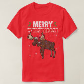 クリスメリートモースおもしろいクリスマスムースサンタクリスマス Tシャツ (デザイン正面)