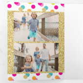 クリスメリーマスと明るいグリッター紙吹雪 三つ折りクリスマスカード (内部最初)