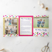 クリスメリーマスと明るいグリッター紙吹雪 三つ折りクリスマスカード (内部)