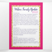 クリスメリーマスと明るいグリッター紙吹雪 三つ折りクリスマスカード (内部中)