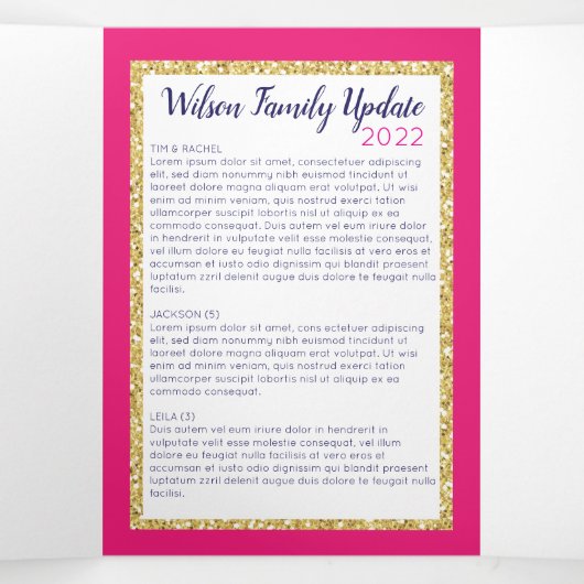 クリスメリーマスと明るいグリッター紙吹雪 三つ折りクリスマスカード (内部中)