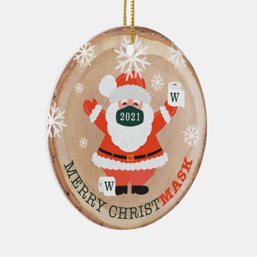 クリスメリーマスクサンタマスク&トイレ紙ウッド セラミックオーナメント (右)