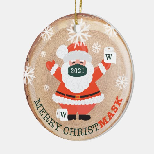 クリスメリーマスクサンタマスク&トイレ紙ウッド セラミックオーナメント (左)