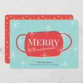 クリスメリーマスクレトロターコイズクリスマスカード シーズンカード (正面/裏面)
