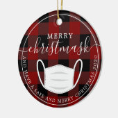 クリスメリーマスク赤い格子検疫マスク セラミックオーナメント (左)