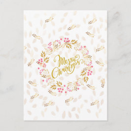 クリスメリーマスリースイン金ゴールドと赤 シーズンポストカード