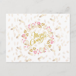 クリスメリーマスリースイン金ゴールドと赤 シーズンポストカード