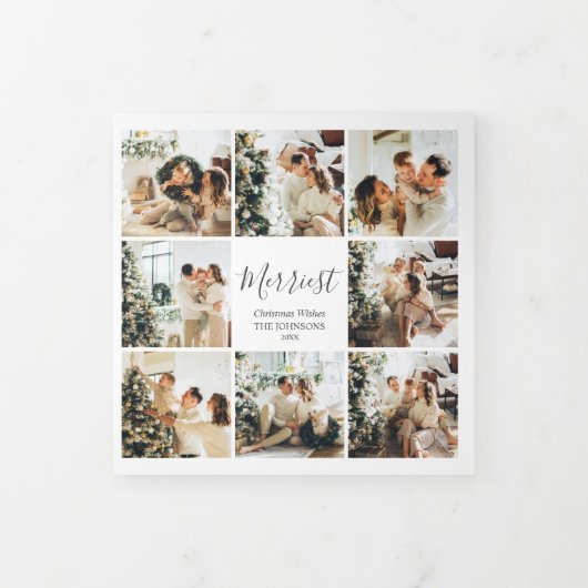 クリスメリーマス12フォトホワイトトリフォールドホリデー 三つ折りクリスマスカード (カバー)
