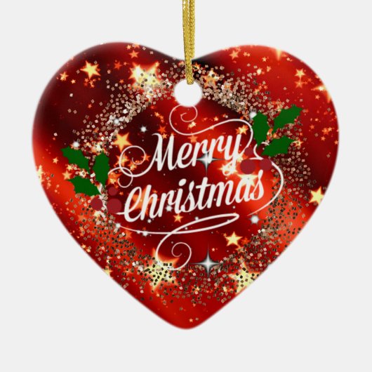 クリスメリーマン、グリッターと輝き セラミックオーナメント (正面)
