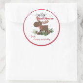 クリスメリームースパーソナライズされた ラウンドシール (バッグ)