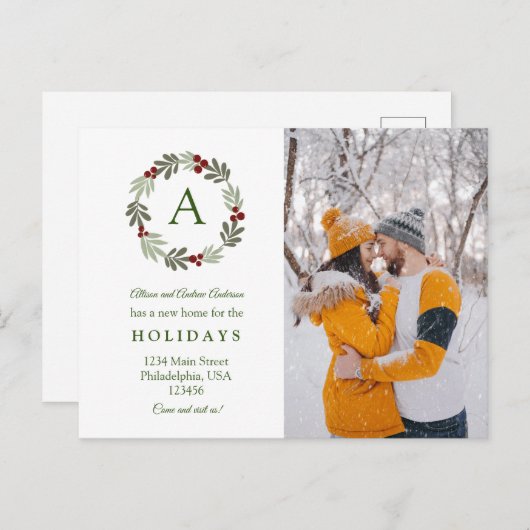 クリスモダンエレガントスリース写真の移動 案内ポストカード (正面/裏面)